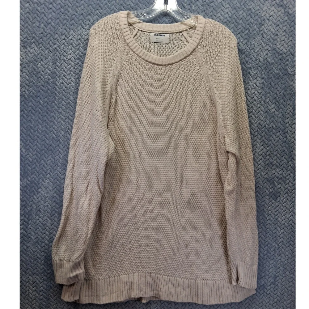 Old Navy Mens XL Cream Textured Cotton Raglan Long Sleeve Sweater 726147-05
